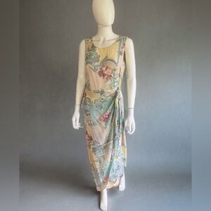 Carole Little Pastel Floral Sleeveless Long Dress